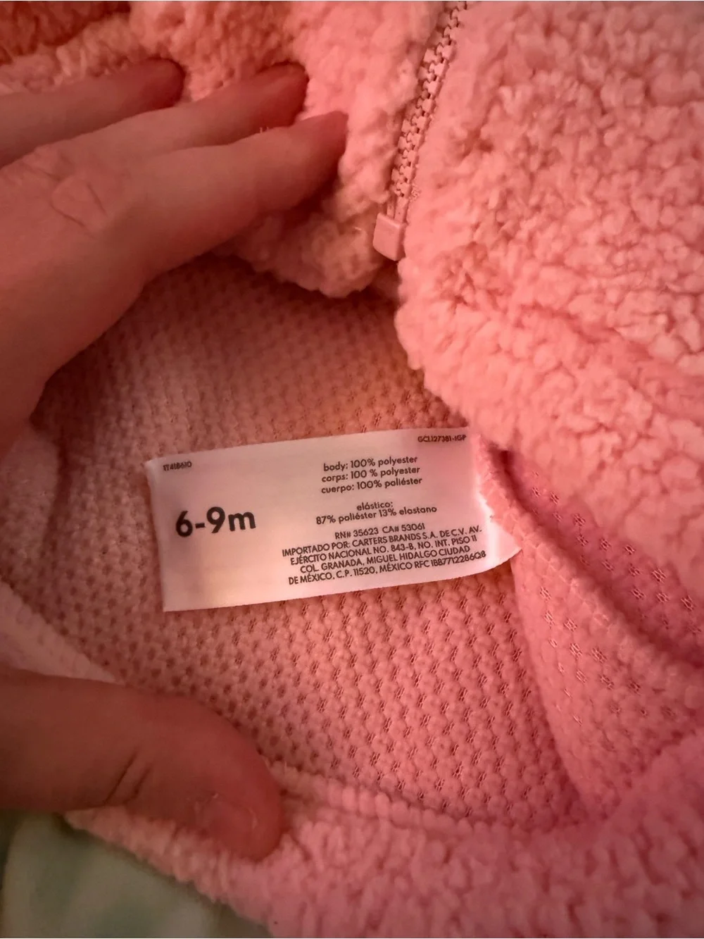 NWT Carter's size 6-9 months Pink Sherpa Jacket